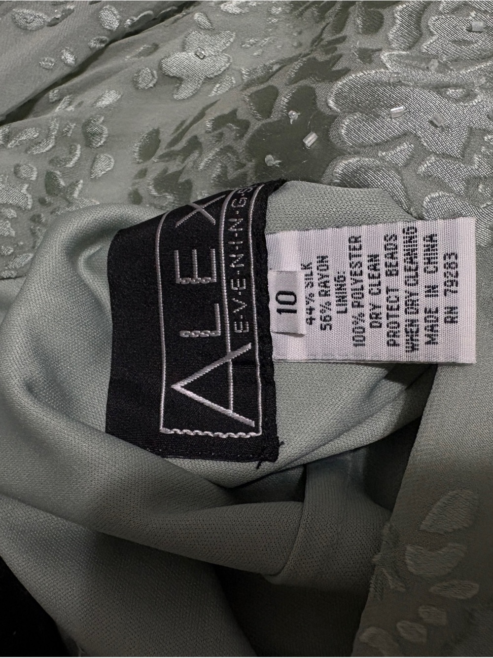 Sage Green Silk Alex evenings Ruffled Maxi Dress - Picture 9 of 10